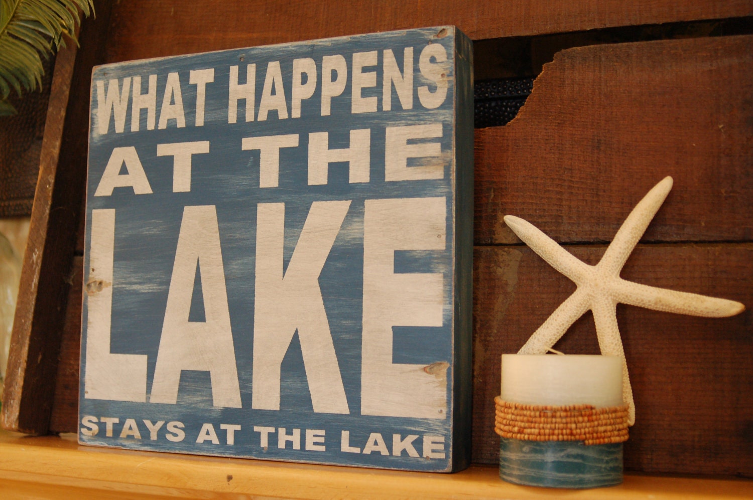 What happens at the lake, stays at the lake Rustic subway style wood sign - handcrafted, great father's day gift, cabin, lake home, camper,