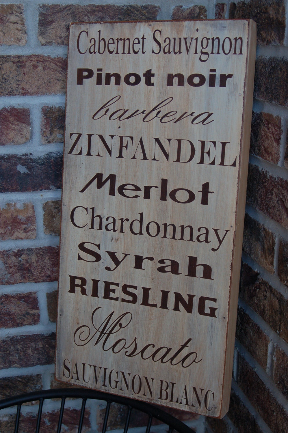 Types of Wine - Subway style art - Great gift - rustic, distressed, wood sign