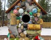 Wine Cork Birdhouse Mosaic Garden Art