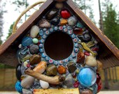 Outdoor Birdhouse Functional Garden Art with Humming Bird