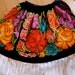 Mexican Embroidered Skirt Tehuana Black Velvet Vintage Frida Style and