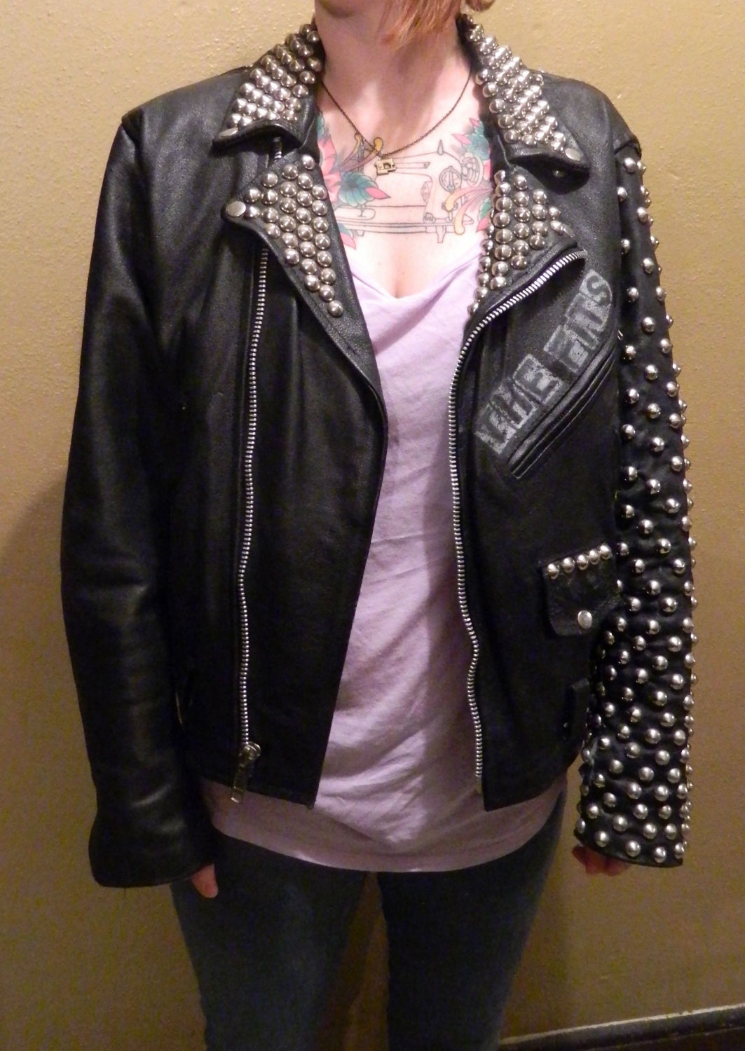 Vintage Style Punk Studded Leather Jacket