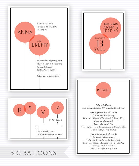 Printable Big Balloon Wedding Invitation Template