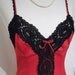 Perlon 1960's full slip Mod petticoat in deep red / black lace trim - 981