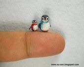 Micro Miniature Penguins - Mini Tiny Crochet Penguin Amigurumi - Set of Two Penguin Chicks - Made To Order
