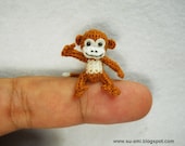 Micro Miniature Monkey - Thread Art Crochet Miniature Dollhouse Animals -  Made to Order