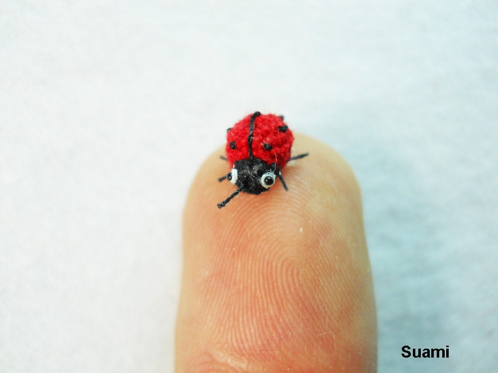 Red Ladybug - Micro Crochet Miniature Ladybug - Made To Order