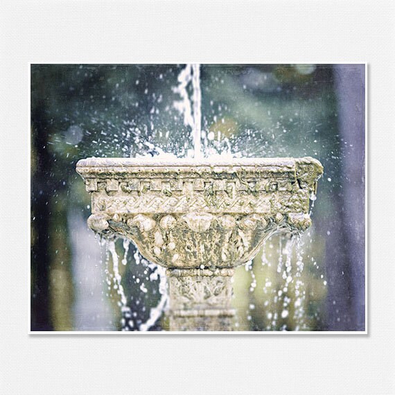 Bathroom Art, Bathroom Decor, Water Fountain, Teal, Mint, Lavender, Purple, Water Print, Bathroom Print, Yaddo Fountain, .