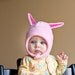 Pink on Pink "Olivia" Pig Baby/Toddler Fleece Hat with Snap Closure