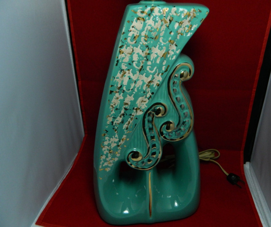 Mid Century Modern 1950's Teal Lamp