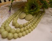 Vintage unsigned Japan Bead Necklace and Earring Set, Honeydew Melon Green
