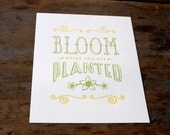 Bloom Where You Are Planted Letterpress Print