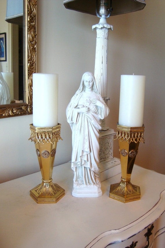 Antique Pair Church Altar Vases New Orleans by edithandevelyn