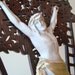 Antique FRENCH Crucifix Carved Wood Porcelain Corpus 1800s