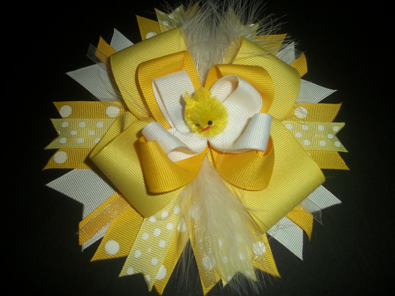 Over the top Easter bow, "Little Chick" with free headband