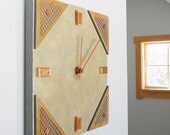 TUSCANY: geometric faux tile wall mount numberless clock