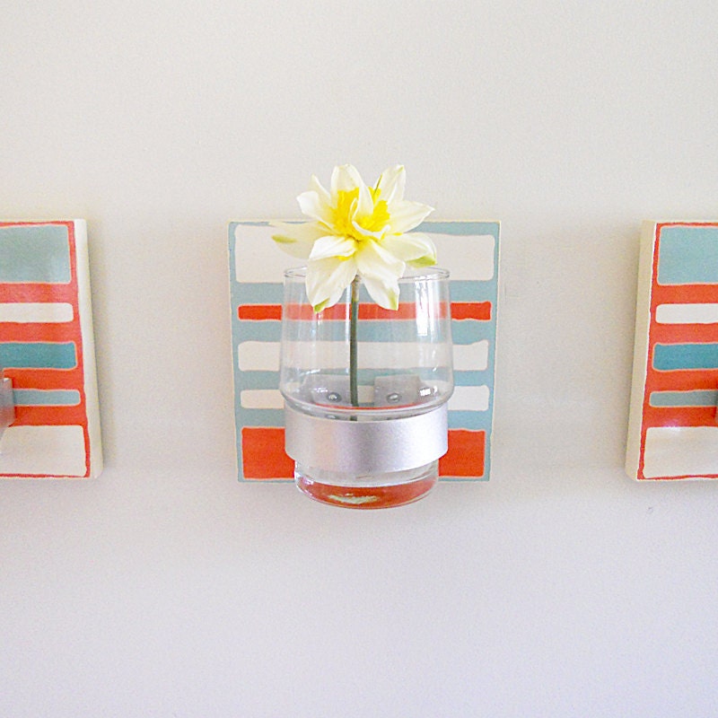 TIDAL: geometric beach cottage decor wall flower vase