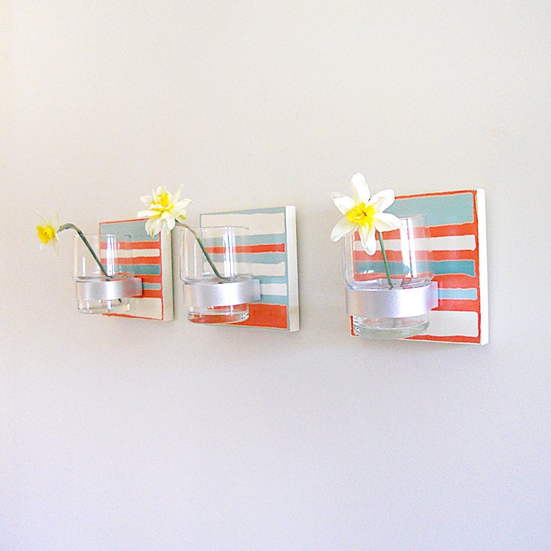 TIDAL: geometric beach cottage decor wall flower vase