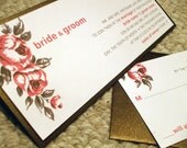 Wedding Invitation -Chocolate and Coral - customizable