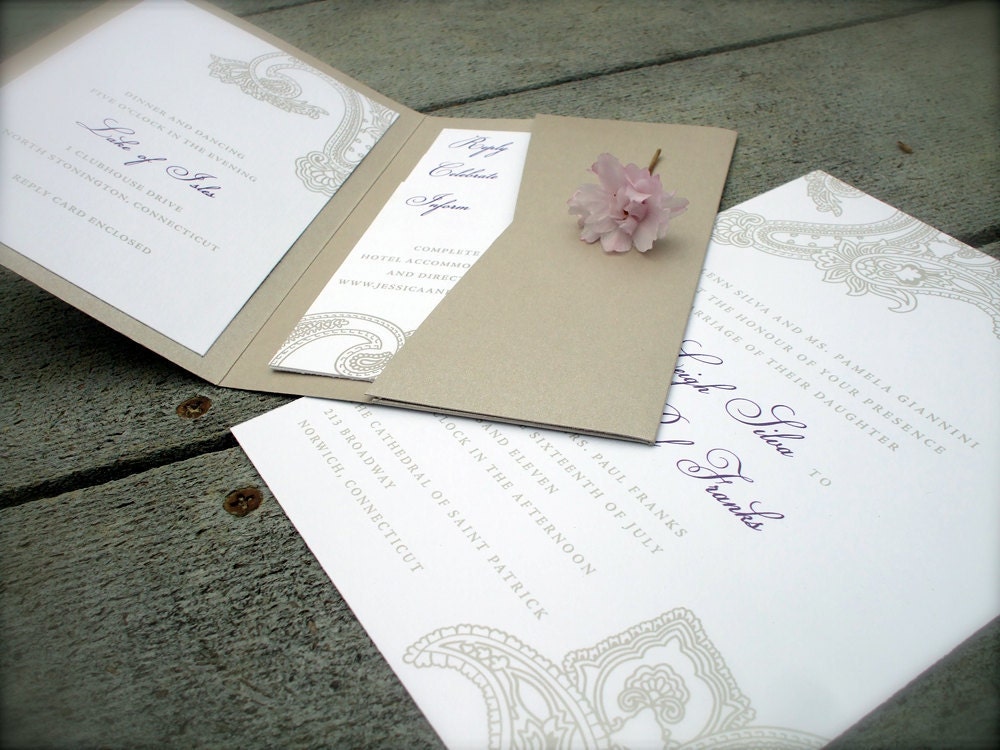 Paisley Pocket invitation - customizable