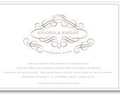 Taupe and Plum Scroll Wedding Invitation - customizable