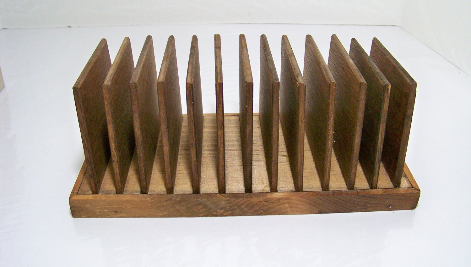 Vintage Wood CD Holder Desk Top Organizer by SmakBoutique on Etsy