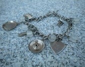 Pretty Little Silver Vintage Charm Bracelet compass scissors chair ladder moving charms