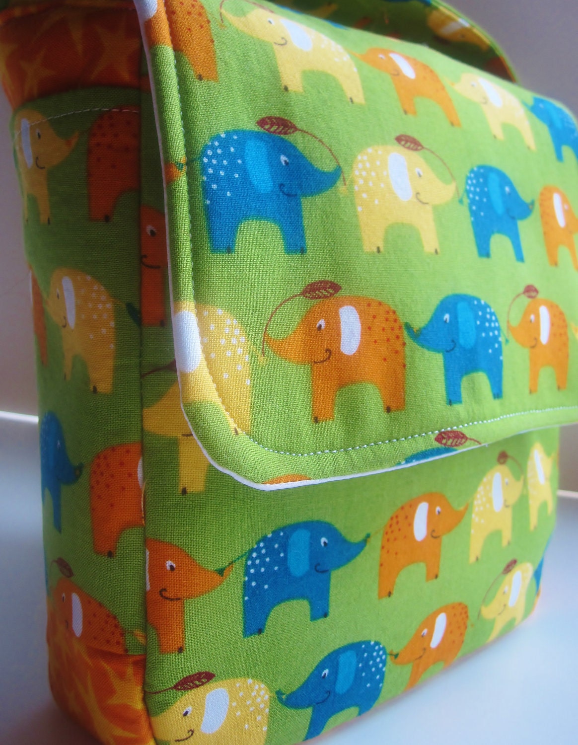 Kids Insulated Lunch Tote- Summer Camp Snack Bag- Elephants on Parade