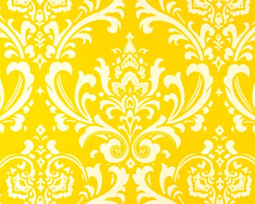 1 Yard "Ozborne" Fabric in Corn Yellow, Damask, Cotton Slub, Home Dec Fabric