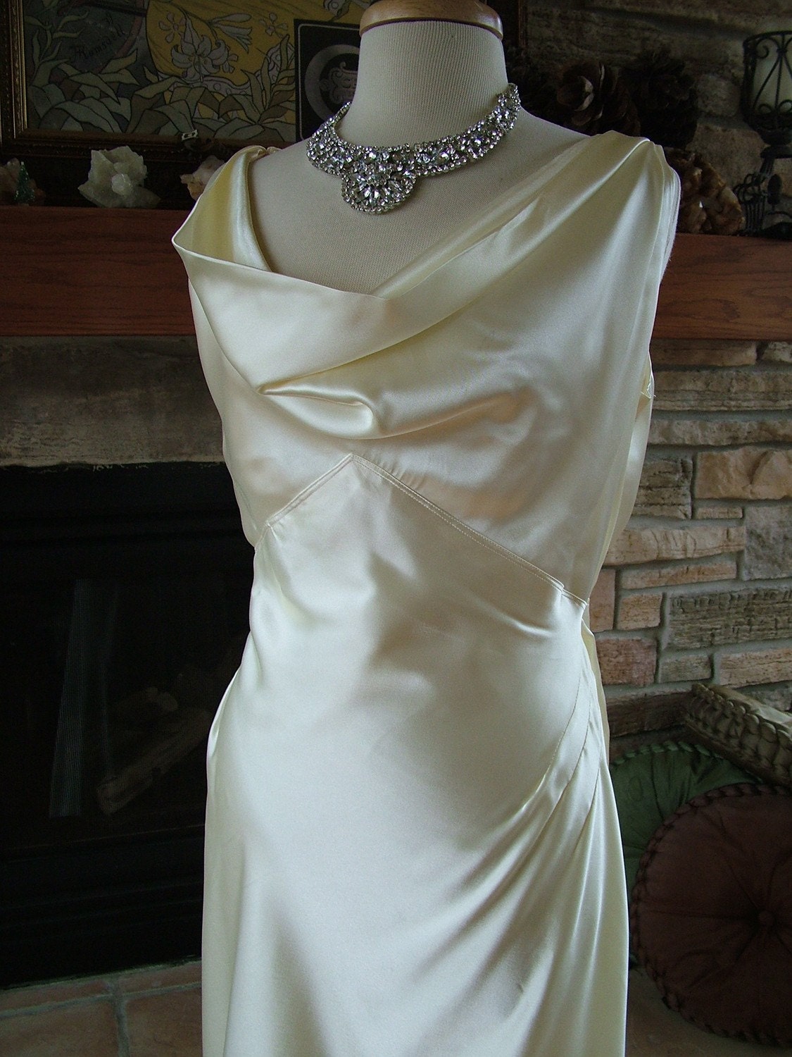 Handmade Vintage Inspired 1930s slipper satin Wedding Dress Jean harlow gown