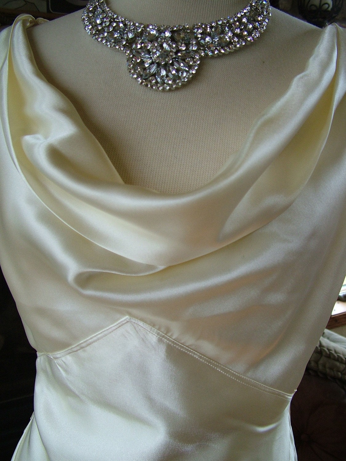 Handmade Vintage Inspired 1930s slipper satin Wedding Dress Jean harlow gown