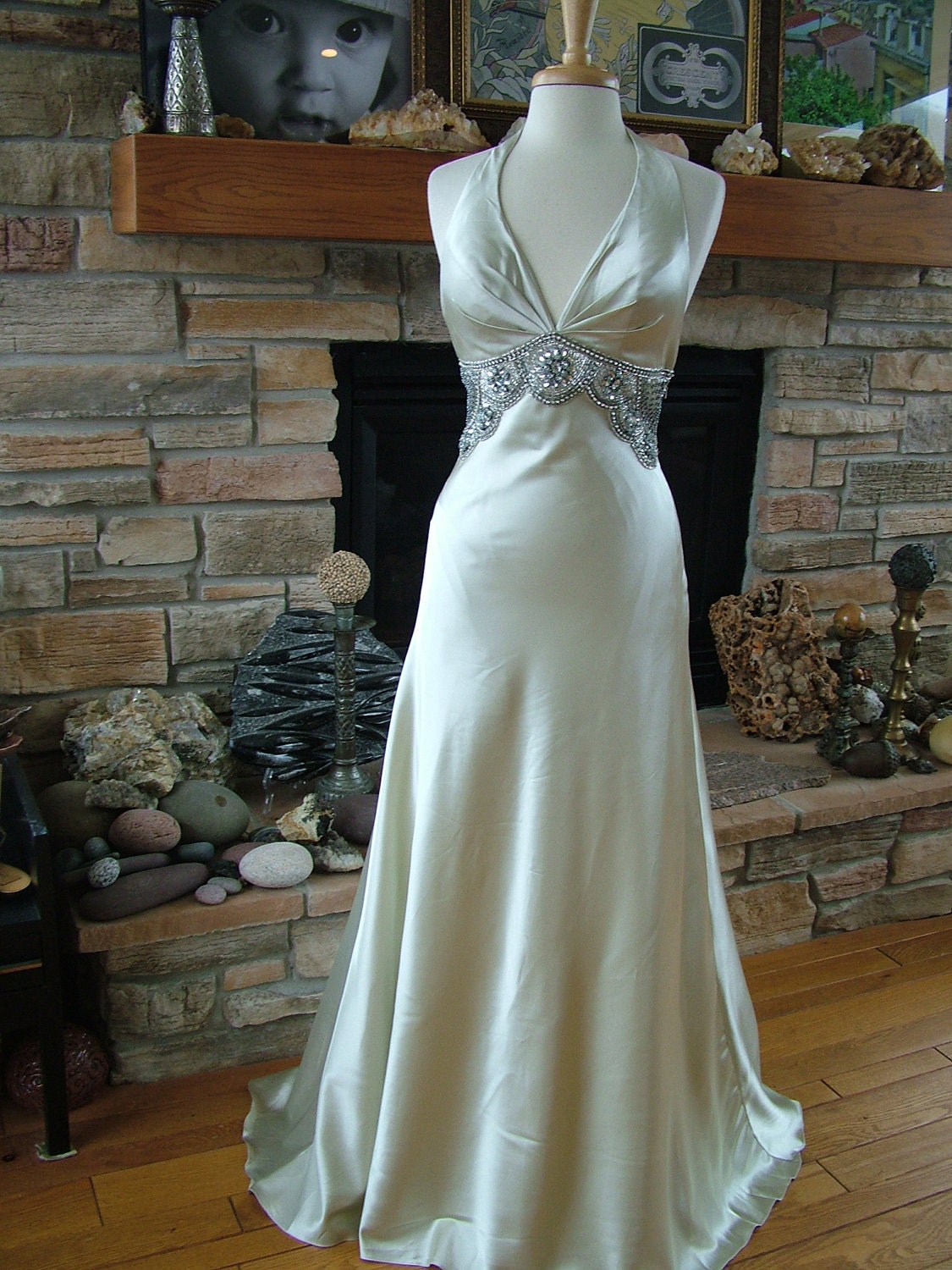 Wedding dress 1930s vintage inspired bridal gown reception evening dress red carpet gown