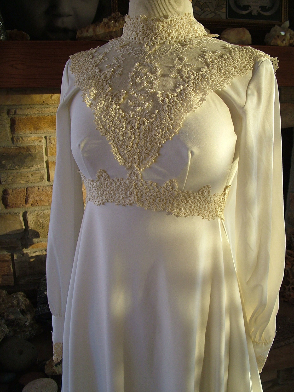 items-similar-to-1970s-wedding-dress-watteau-train-ecru-lace-bridal-gown-hippie-chic-on-etsy