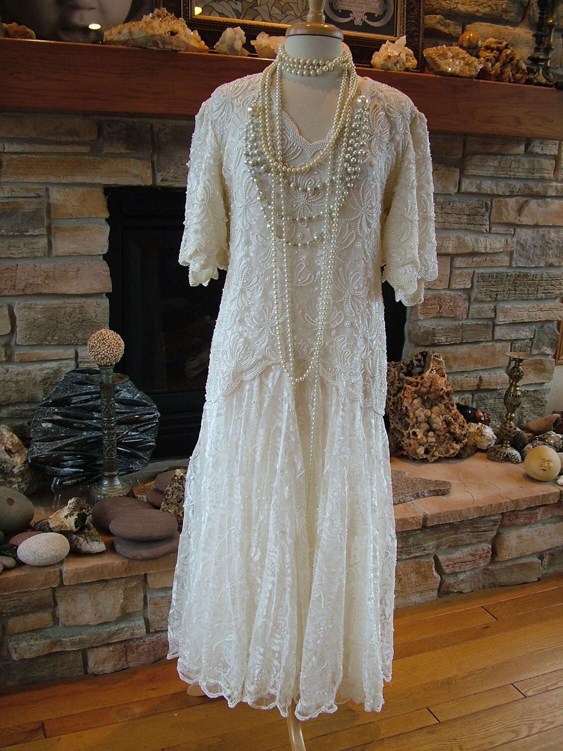 1920s styled beaded wedding dress