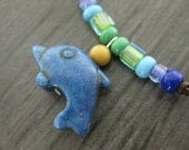 Blue and Green Boys Necklace with Dolphin Pendant, Medium Boys Necklace, BN 112