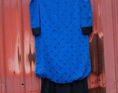 Vintage 80's/early 90's blue and black polka dot dress