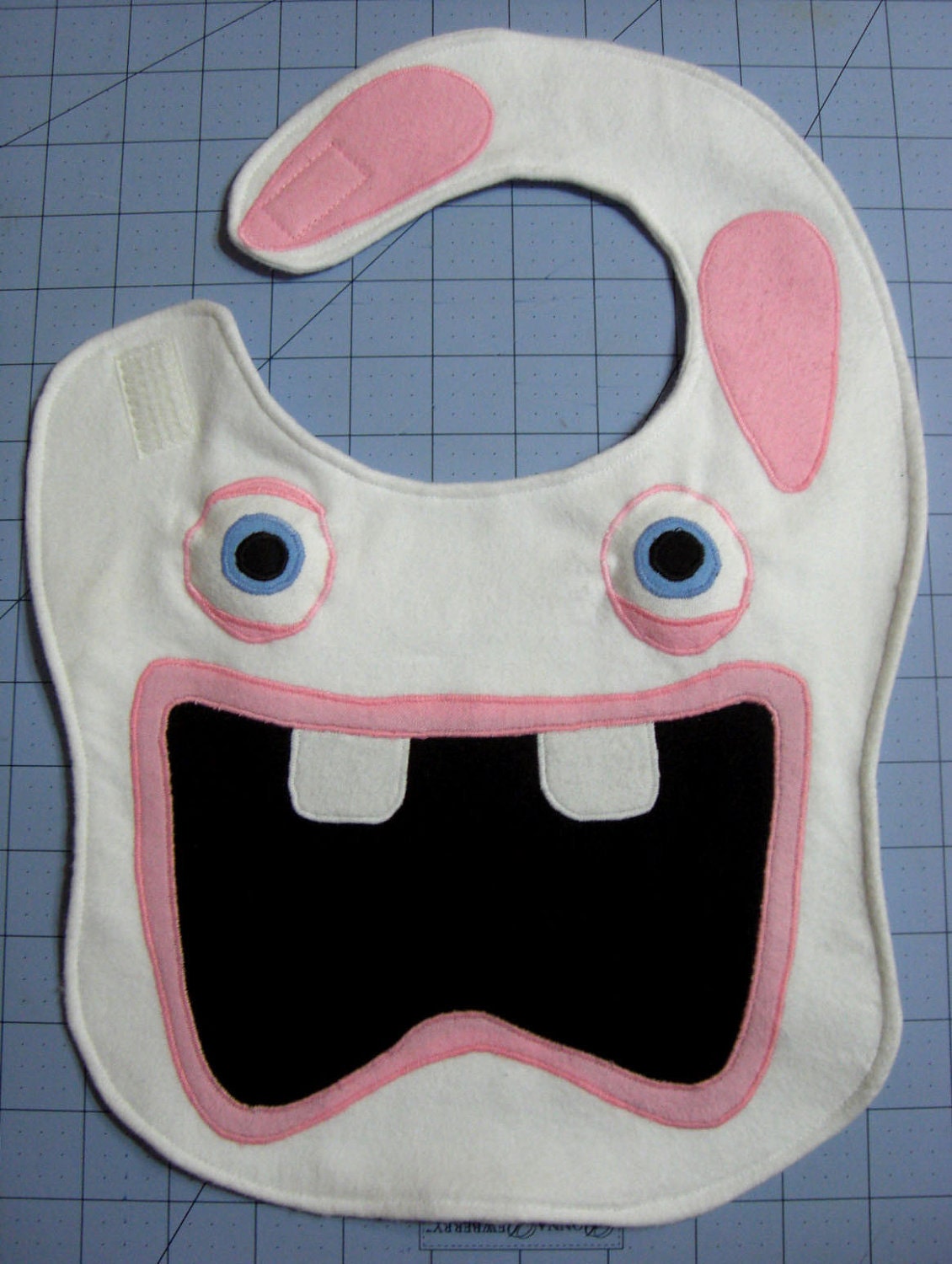 Raving Rabbids Flannel Baby Bib Made to Order