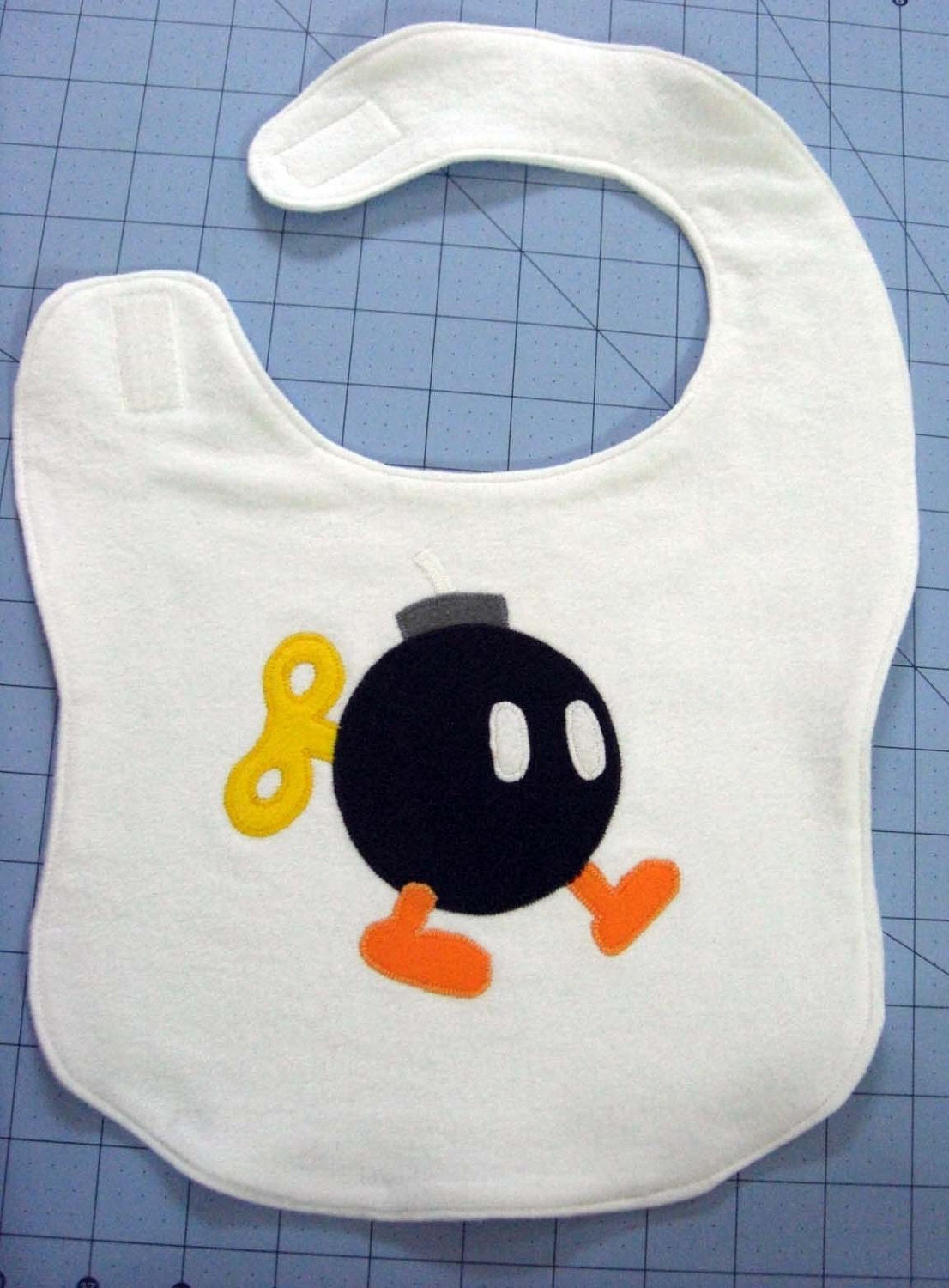 Super Mario Brothers Bobomb Flannel Baby Bib Made to Order