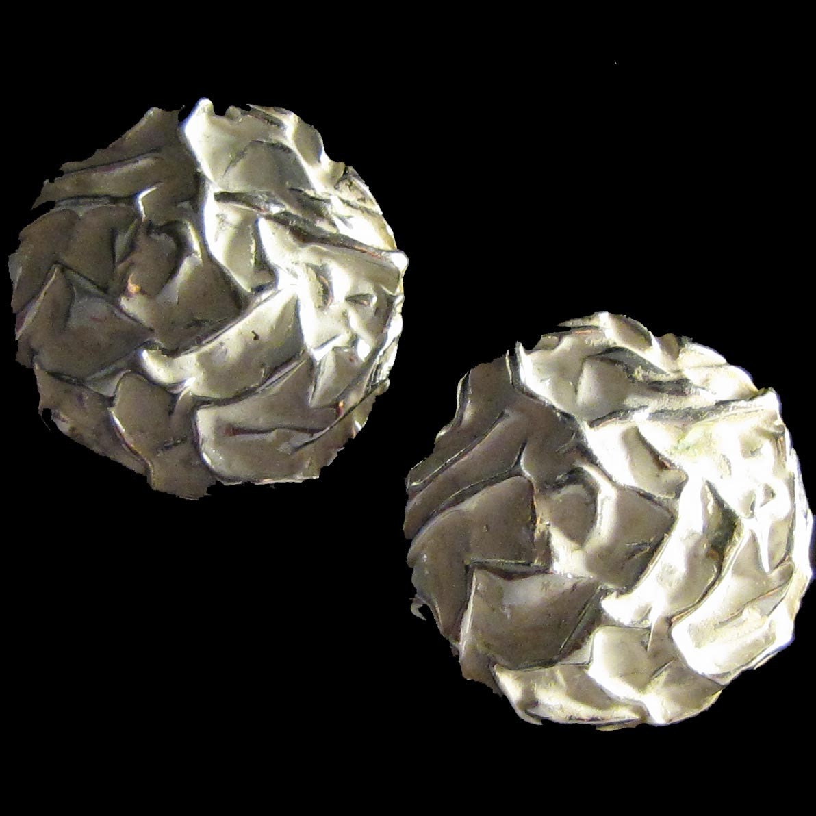 S. Coventry White Silver Button Earrings