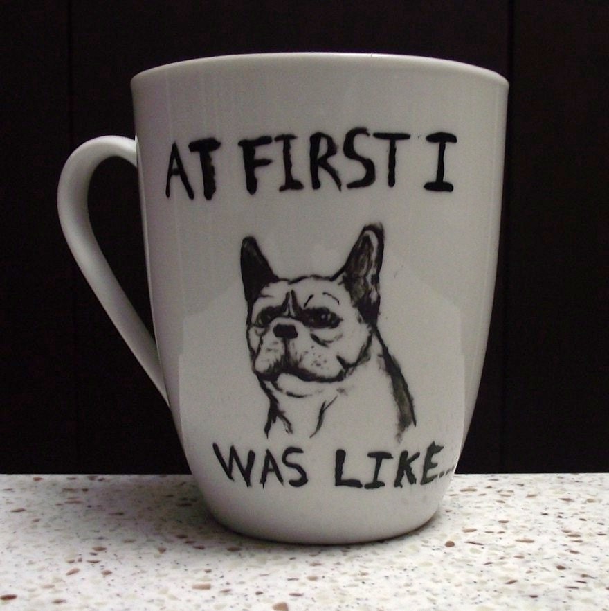 French Bulldog LOL ceramic hand painted mug
