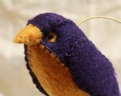 purple and gold felt bird ornament