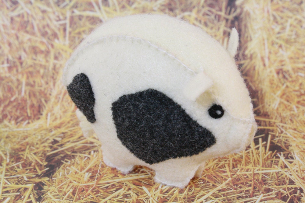 cream and charcoal spotted pig plush