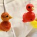 set of 3 red, gold and yellow needle felted bird ornaments