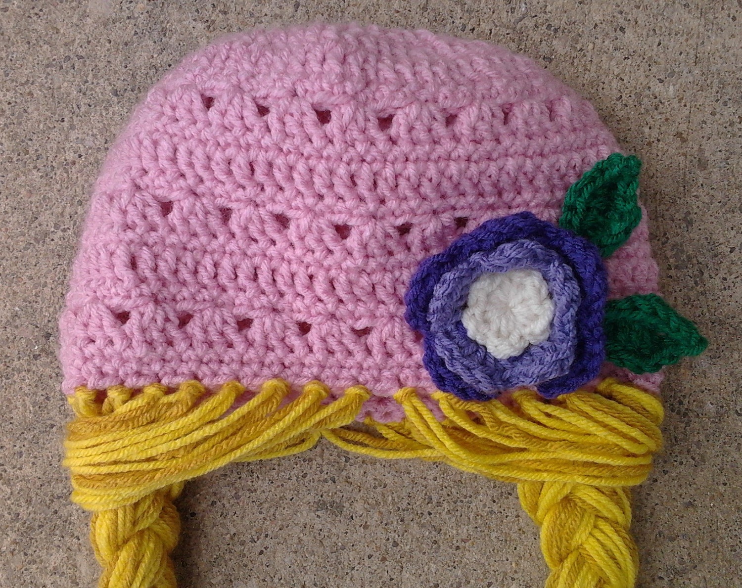 Pink Rapunzel Character Hat with Long Braids