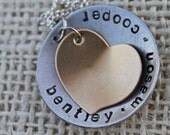 Hand Stamped Jewelry- Heart and All Family  Necklace