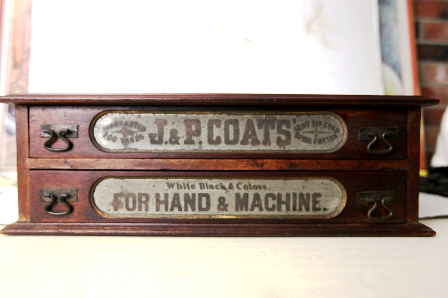 J&P Coats Spool and Thread Desk Top Cabinet/Drawer