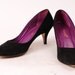 1980's Black suede 9WEST high heels - Size 8.5 N