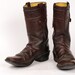 Heavy detailed brown 60's boots with arrowtip straps   - Size 10 B