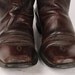 Heavy detailed brown 60's boots with arrowtip straps   - Size 10 B