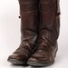 Heavy detailed brown 60's boots with arrowtip straps   - Size 10 B